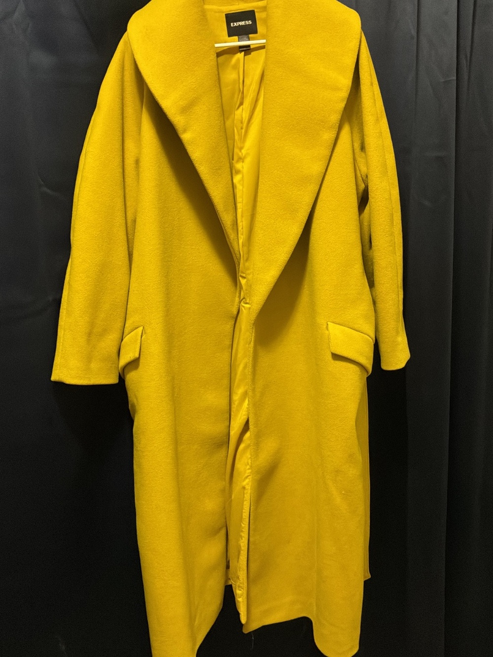 Express Women’s Long Yellow Wool-Blend Coat XL